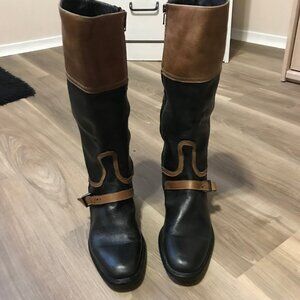 Arcus Ladies Black And Tan Leather Boots Size 37